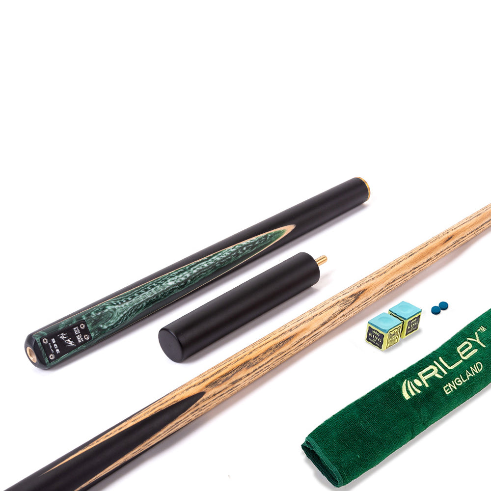 BCE Black Series - Mark Selby - 3 Piece Snooker Cue and Hard Case - 3/4 Cut Cue - Ebony Butt- 9.5mm Tip - 145cm - Black/ Black and White Marbleised Resin