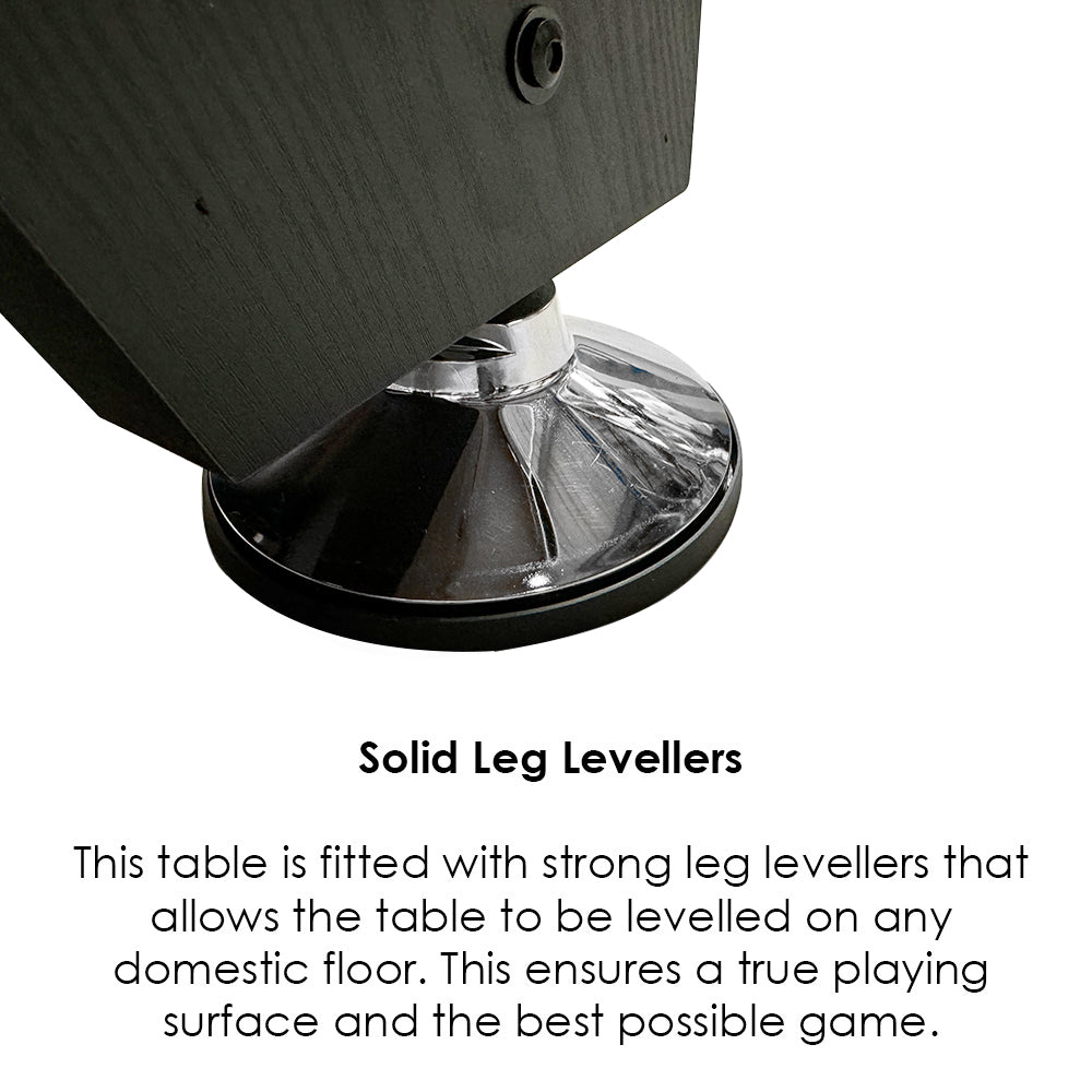 BCE 7ft Black Cat American Pool Table - Black/Wood Effect with Blue Cloth - Fixed Leg - Ball Return System