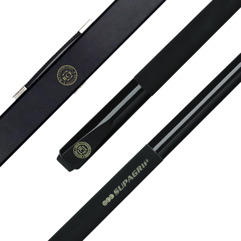 BCE Black - Supagrip Snooker/Pool Cue - 1/2 Cut - 9.5mm Tip - Simulated Graphite Shaft