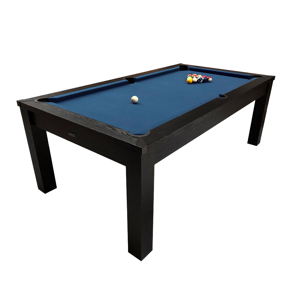 Riley 7ft Semi Pro American Pool Table - Black Ash with Blue Cloth - Metal Frame - Free Table Tennis/Dining Top