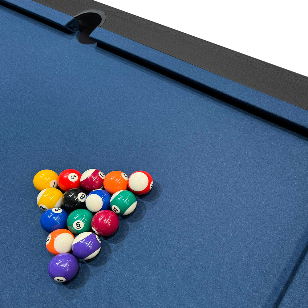 Riley 7ft Semi Pro American Pool Table - Black Ash with Blue Cloth - Metal Frame - Free Table Tennis/Dining Top