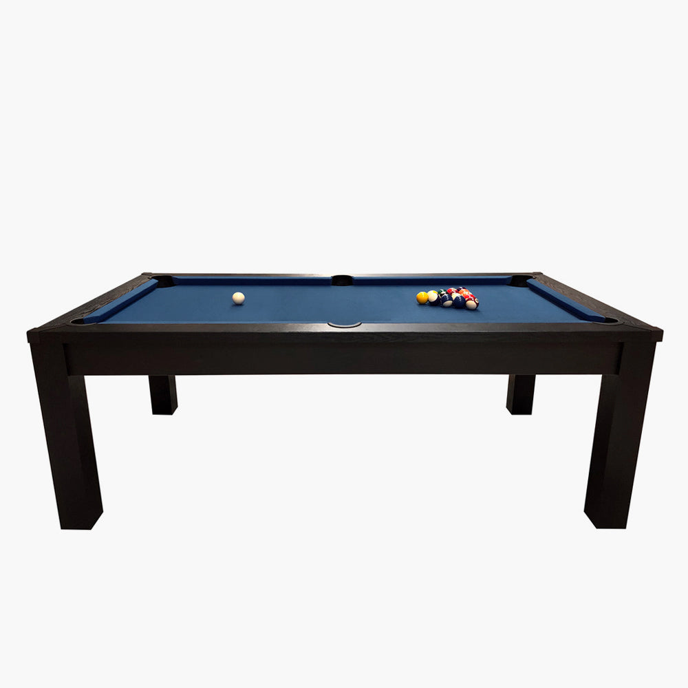 Riley 7ft Semi Pro American Pool Table - Black Ash with Blue Cloth - Metal Frame - Free Table Tennis/Dining Top