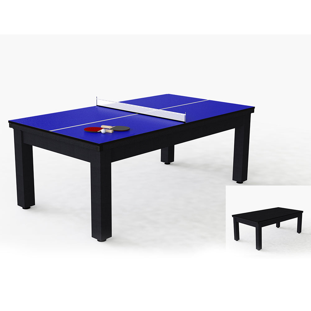 Riley 7ft Semi Pro American Pool Table - Black Ash with Blue Cloth - Metal Frame - Free Table Tennis/Dining Top