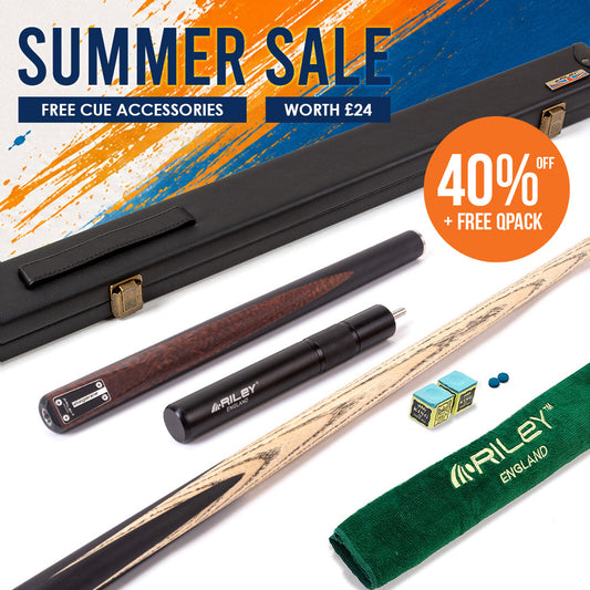 Riley Elegance - 3 Piece Snooker Cue - 3/4 Cut Cue - Layered Ebonised Black Wood Butt - 9.5mm Laminated Tip - 145cm - Black/ Natural Snake Wood Front Splice