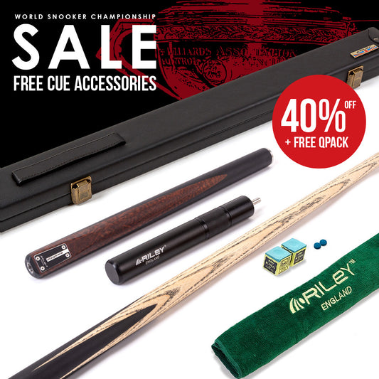 Riley Elegance - 3 Piece Snooker Cue - 3/4 Cut Cue - Layered Ebonised Black Wood Butt - 9.5mm Laminated Tip - 145cm - Black/ Natural Snake Wood Front Splice