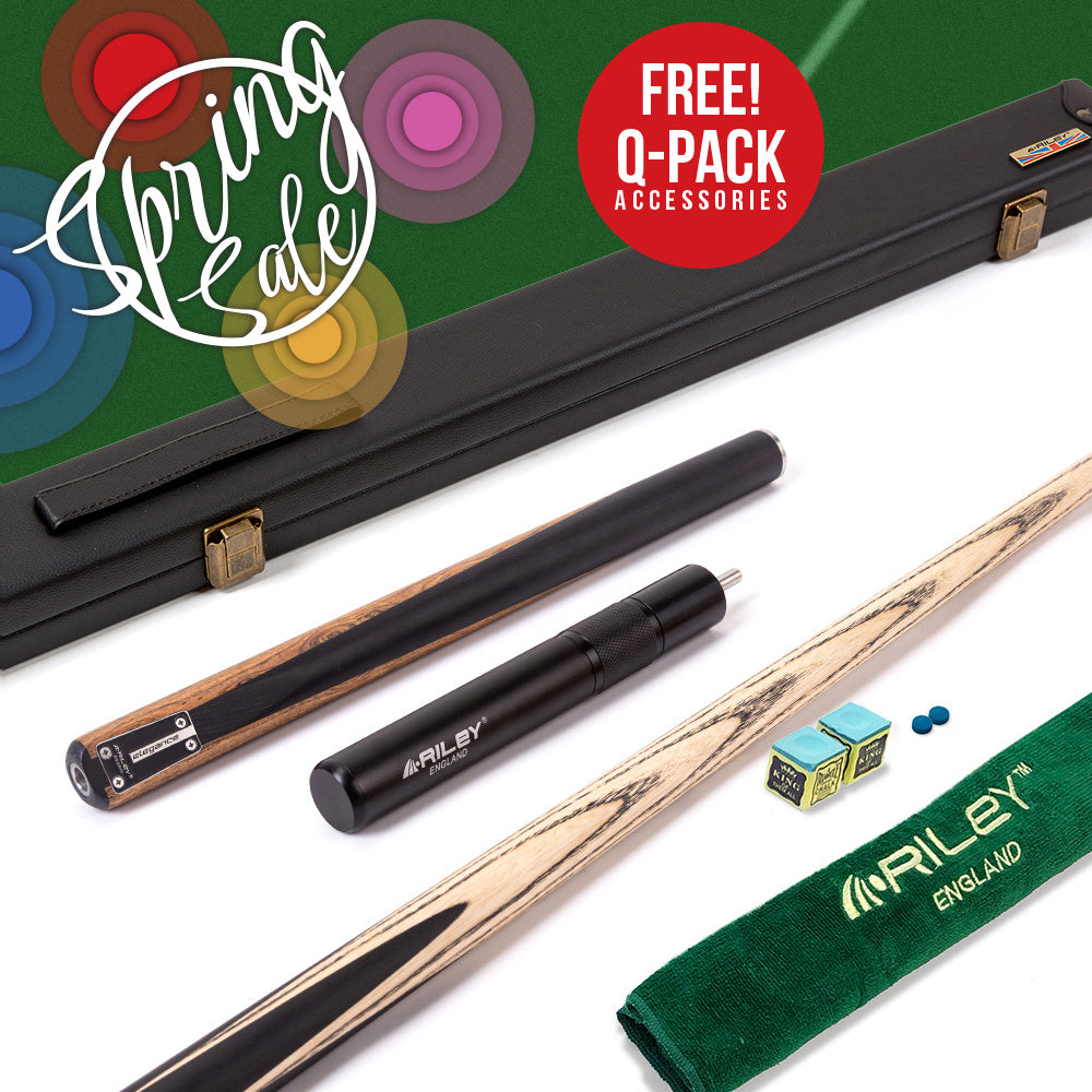 Riley Elegance - 3 Piece Snooker Cue - 3/4 Cut Cue - Layered Ebonised Black Wood Butt - 9.5mm Laminated Tip - 145cm - Black/ Natural Golden Sandal Wood Side Splicing