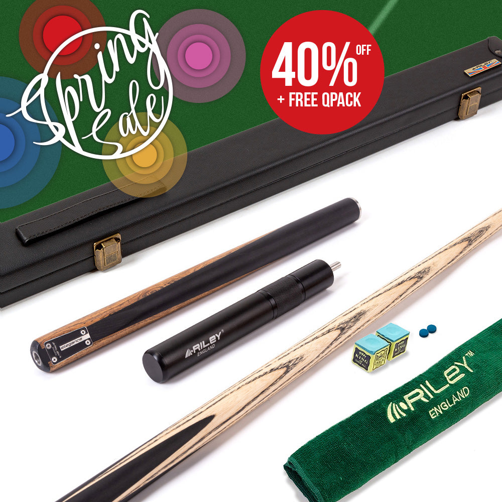 Riley Elegance - 3 Piece Snooker Cue - 3/4 Cut Cue - Layered Ebonised Black Wood Butt - 9.5mm Laminated Tip - 145cm - Black/ Natural Golden Sandal Wood Side Splicing