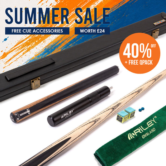Riley Elegance - 3 Piece Snooker Cue - 3/4 Cut Cue - Layered Ebonised Black Wood Butt - 9.5mm Laminated Tip - 145cm - Black/ Natural Golden Sandal Wood Side Splicing