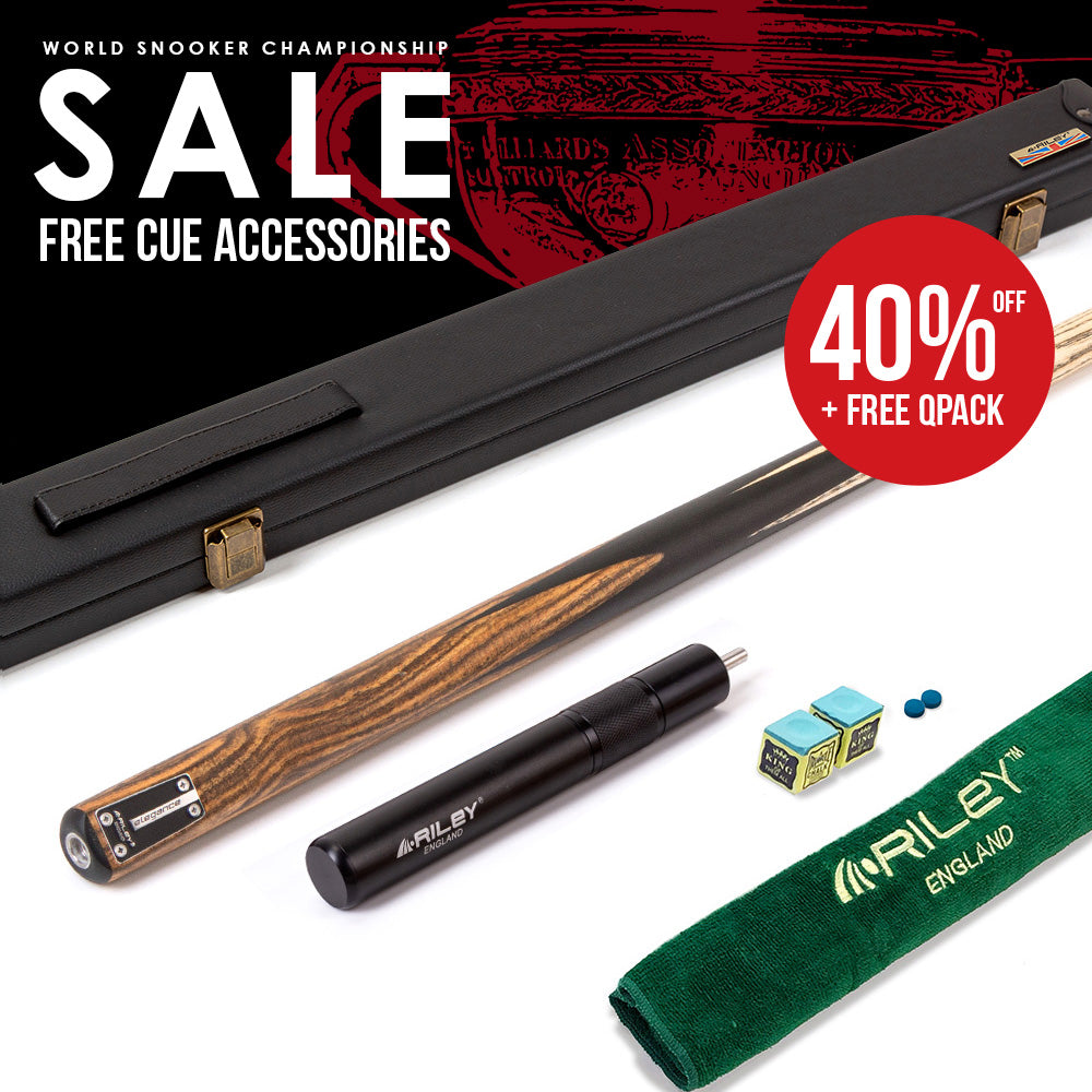 Riley Elegance - 1 Piece Snooker Cue and Hard Case - 1 Piece Cue - Ebony Butt- 9.5mm Laminated Tip - 145cm - Black/ Natural Golden Sandal 360˚ Splicing