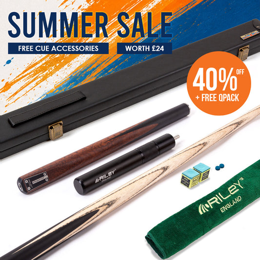 Riley Elegance - 3 Piece Snooker Cue - 3/4 Cut Cue - Layered Ebonised Black Wood Butt - 9.5mm Laminated Tip - 145cm - Black/ Natural Snake Wood 360˚ Splicing