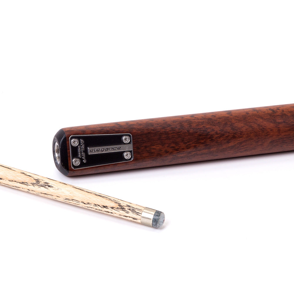 Riley Elegance - 3 Piece Snooker Cue - 3/4 Cut Cue - Layered Ebonised Black Wood Butt - 9.5mm Laminated Tip - 145cm - Black/ Natural Snake Wood 360˚ Splicing