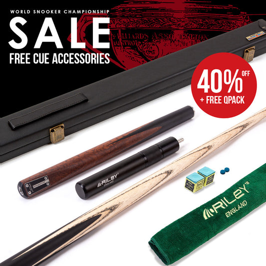 Riley Elegance - 3 Piece Snooker Cue - 3/4 Cut Cue - Layered Ebonised Black Wood Butt - 9.5mm Laminated Tip - 145cm - Black/ Natural Snake Wood 360˚ Splicing