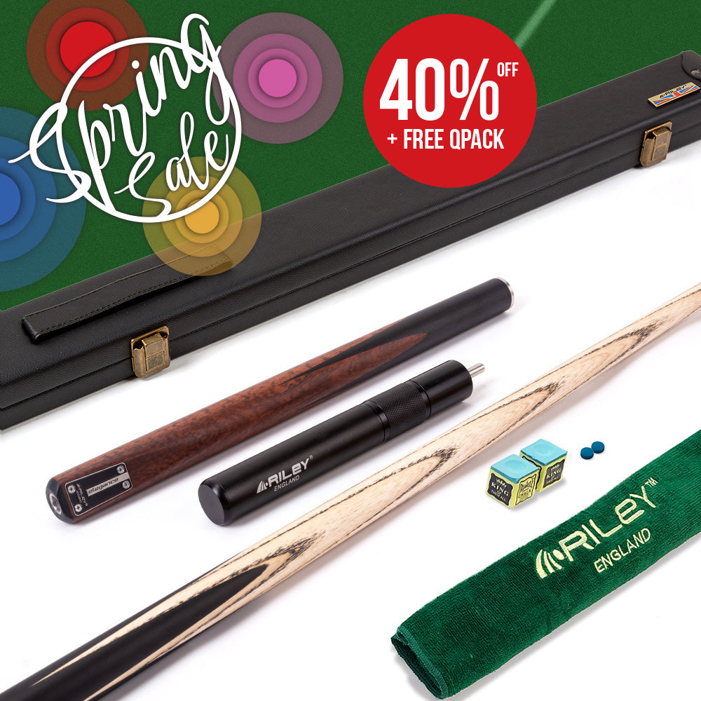 Riley Elegance - 3 Piece Snooker Cue - 3/4 Cut Cue - Layered Ebonised Black Wood Butt - 9.5mm Laminated Tip - 145cm - Black/ Natural Snake Wood 360˚ Splicing