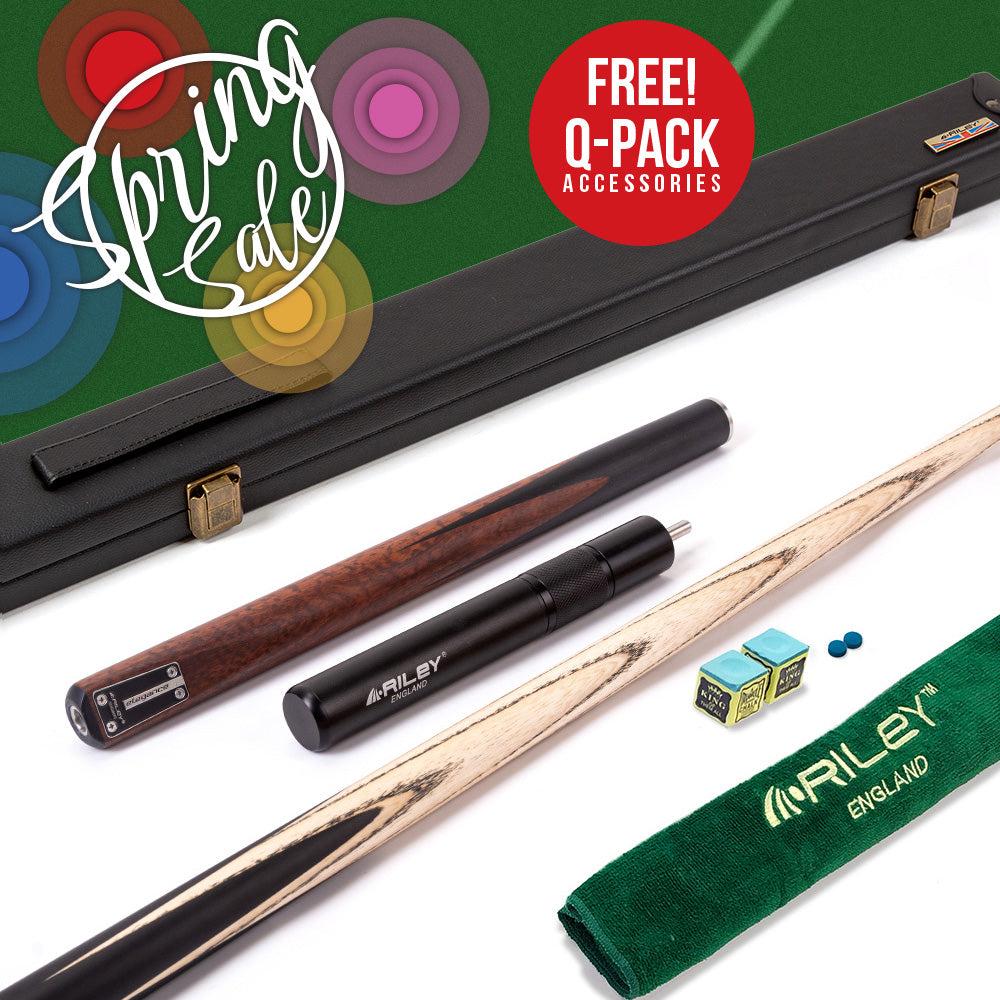 Riley Elegance - 3 Piece Snooker Cue - 3/4 Cut Cue - Layered Ebonised Black Wood Butt - 9.5mm Laminated Tip - 145cm - Black/ Natural Snake Wood 360˚ Splicing