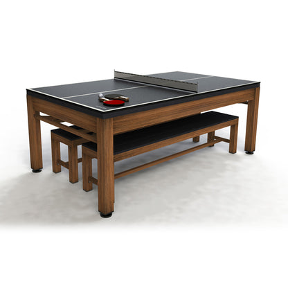 7ft Riley Neptune 3 in 1 Outdoor American Pool Diner and Table Tennis Table - Tan/White