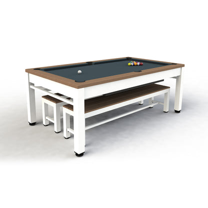 7ft Riley Neptune 3 in 1 Outdoor American Pool Diner and Table Tennis Table - Tan/White