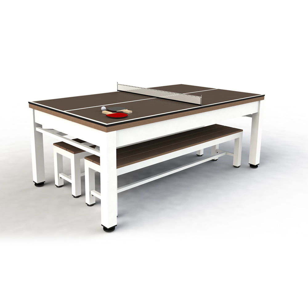 7ft Riley Neptune 3 in 1 Outdoor American Pool Diner and Table Tennis Table - Tan/White