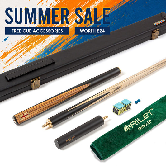 Riley England 3 Piece Snooker Cue - 3/4 Cut Cue - Layered Ebonised Blackwood Butt - 9.5mm Tip - 145cm - Black/ Dark Wood