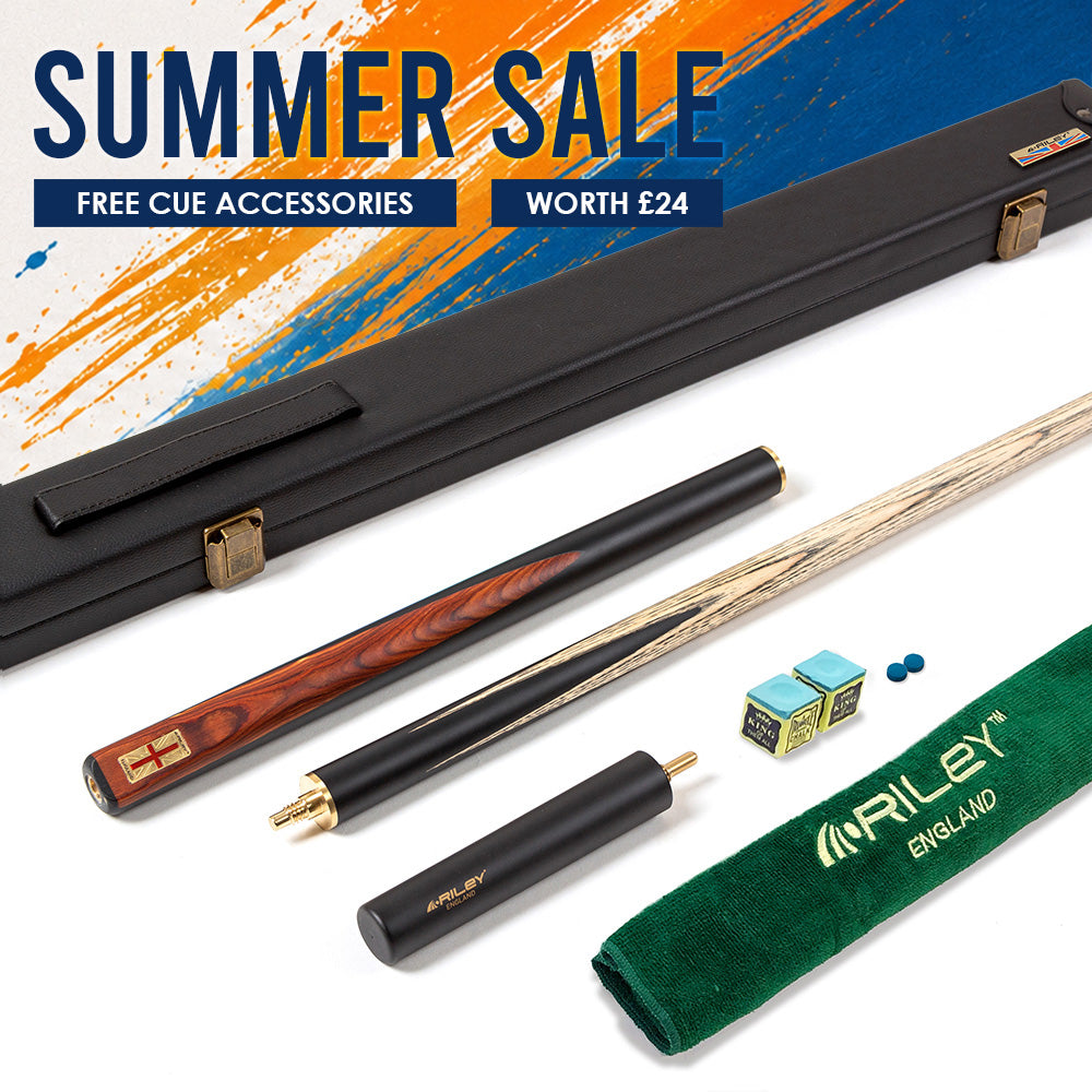 Riley England 3 Piece Snooker Cue - 3/4 Cut- Layered Ebonised Black Wood Butt - 9.5mm Tip - 145cm - Black/Brown Wood