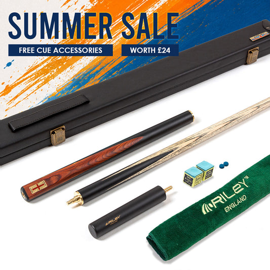 Riley England 3 Piece Snooker Cue - 3/4 Cut- Layered Ebonised Black Wood Butt - 9.5mm Tip - 145cm - Black/Brown Wood