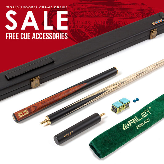 Riley England 3 Piece Snooker Cue - 3/4 Cut- Layered Ebonised Black Wood Butt - 9.5mm Tip - 145cm - Black/Brown Wood