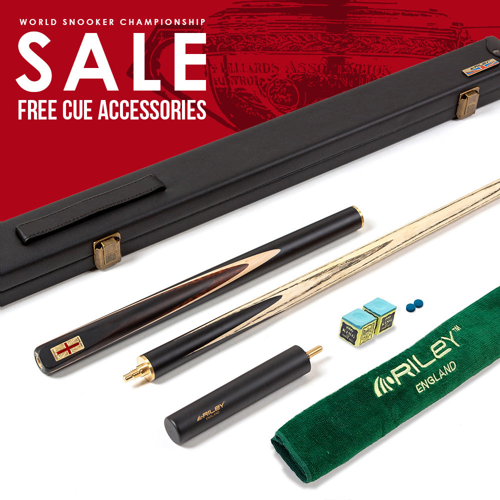 Riley England 3 Piece English Pool Cue - 3/4 Cut Cue - 9mm Tip - 145cm - Black/ Snake Wood/ Ash
