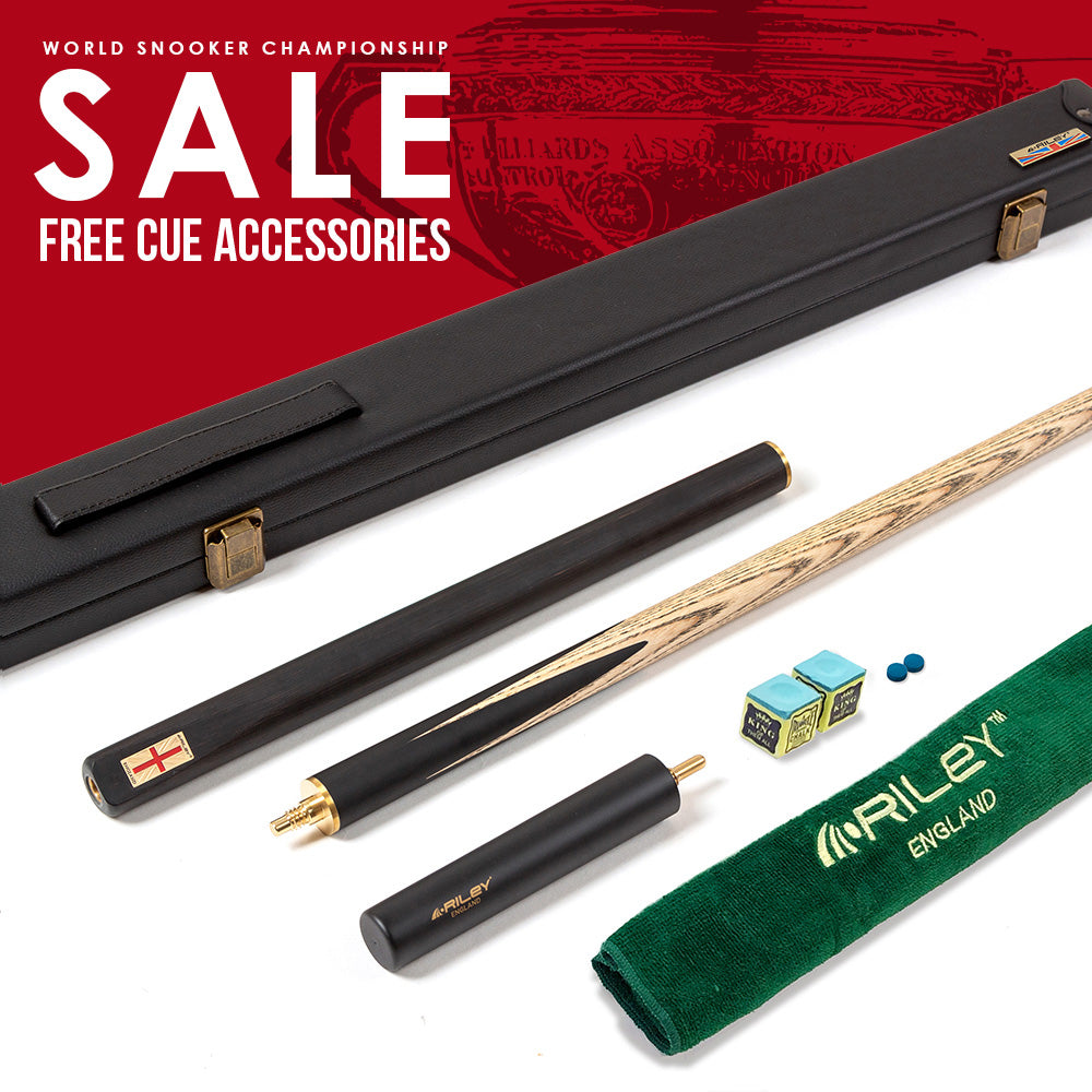 Riley England 3 Piece English Pool Cue - 3/4 Cut Cue - 9mm Tip - 145cm - Black/Ash