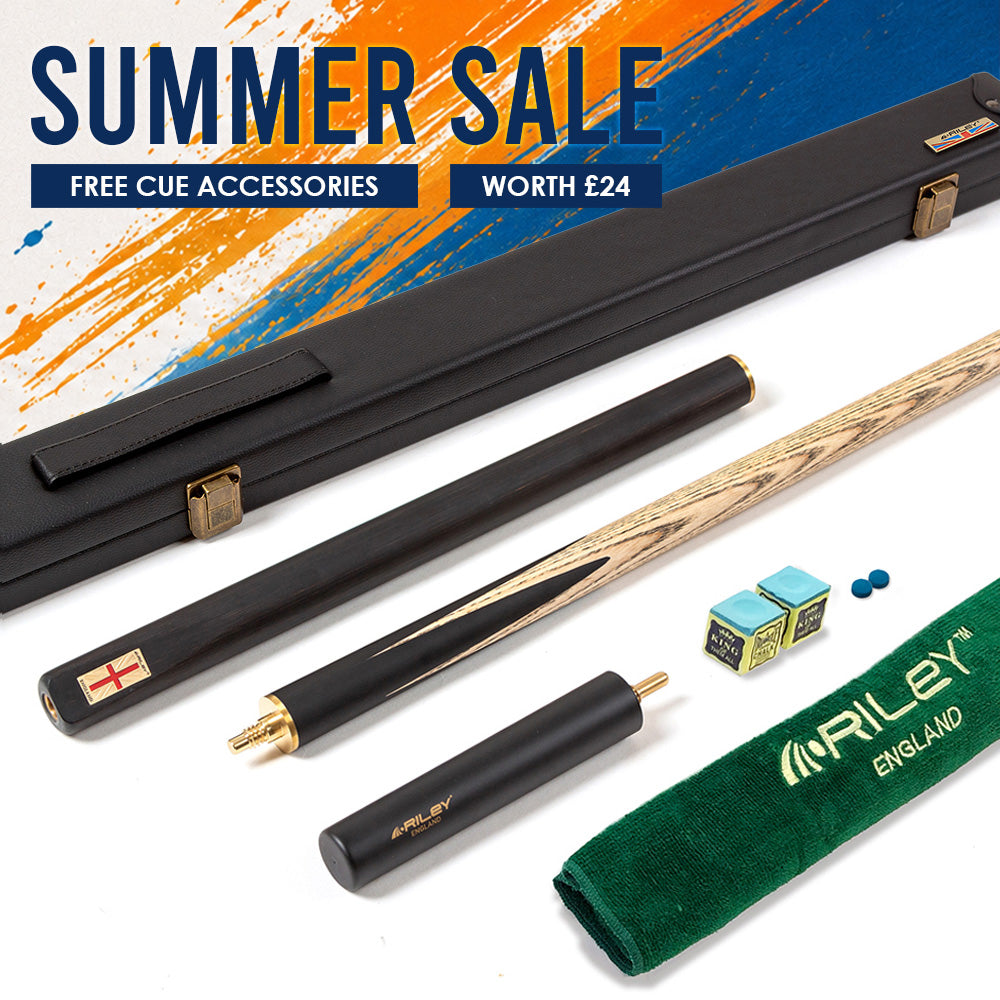 Riley England 3 Piece English Pool Cue - 3/4 Cut Cue - 9mm Tip - 145cm - Black/Ash