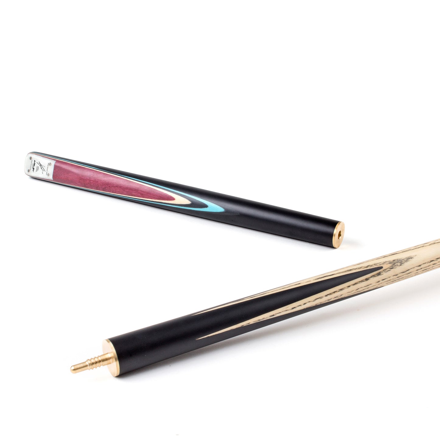 Riley England - Kyren Wilson - 3 Piece Snooker / Pool Cue & Case Set - Layered Ebonised Black Wood Butt  - 9.5mm Tip - 145cm - Black/Natural/ Blue