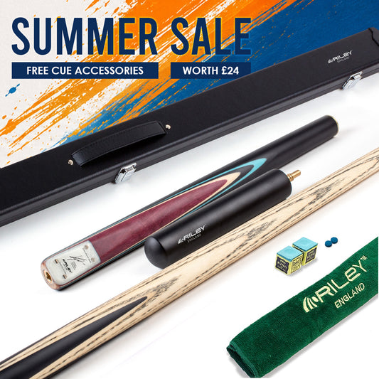 Riley England - Kyren Wilson - 3 Piece Snooker / Pool Cue & Case Set - Layered Ebonised Black Wood Butt  - 9.5mm Tip - 145cm - Black/Natural/ Blue