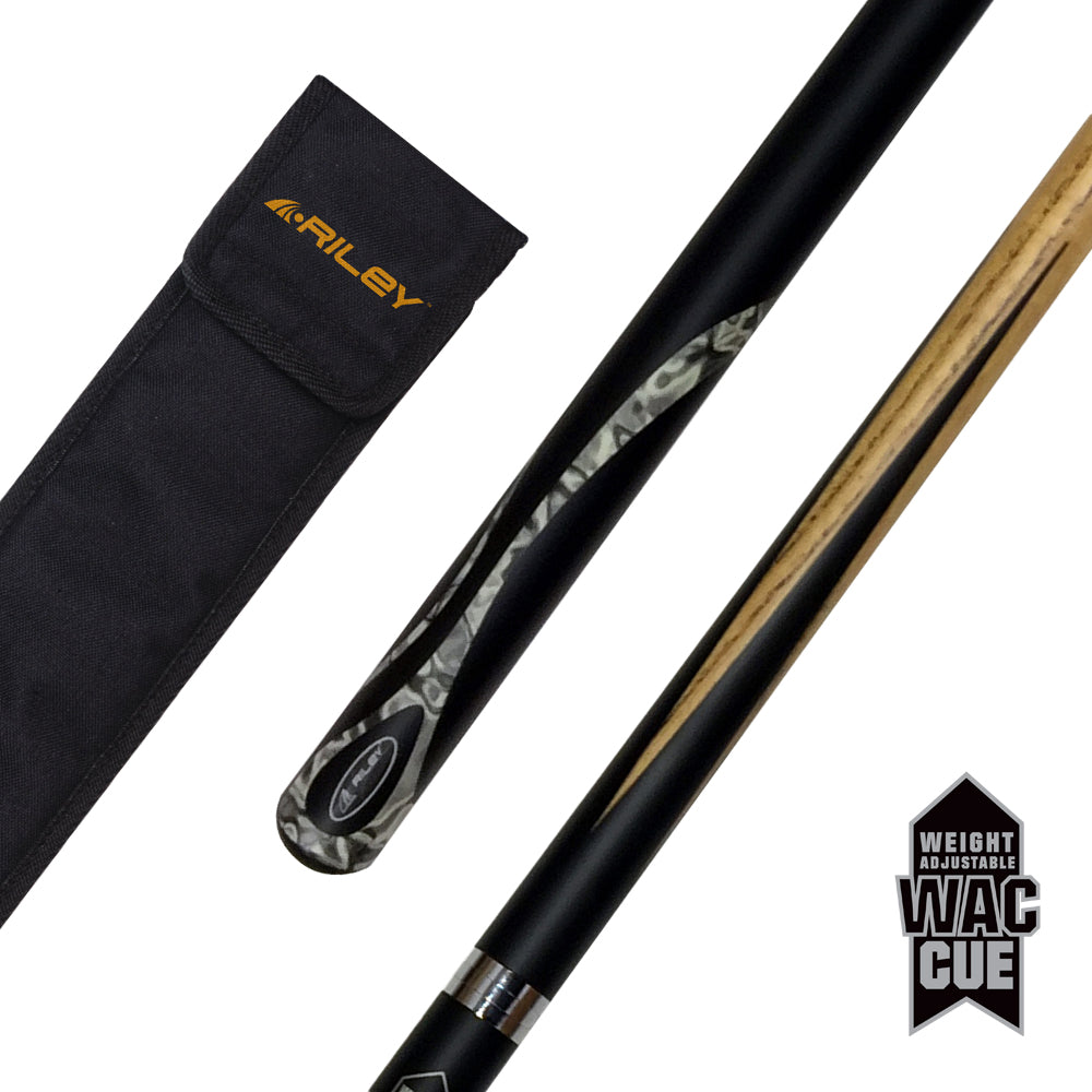 Riley Moderno WAC 2 Piece Snooker/Pool Cue - 3 - 1/2 Cut - 9.5mm Tip