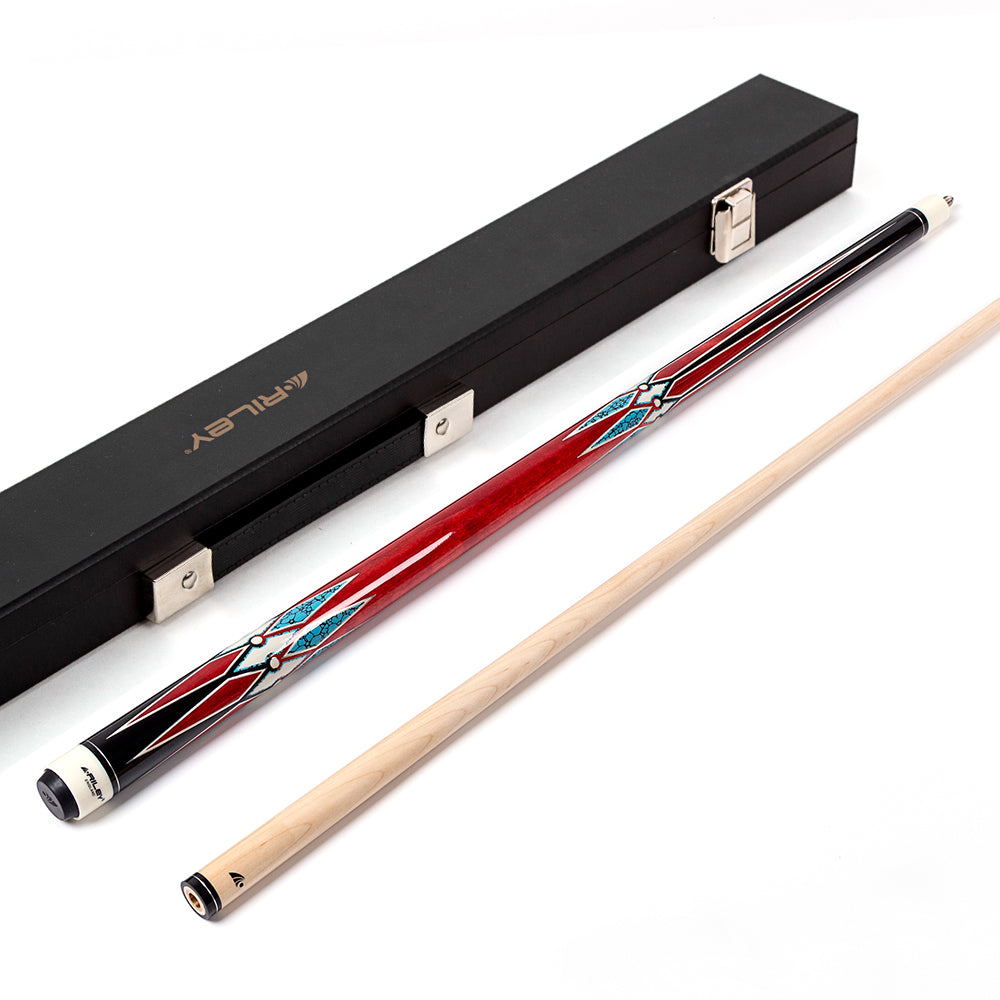 Riley American Pool Cue - Red - 13mm Tip and Maple Grip Section - 147cm