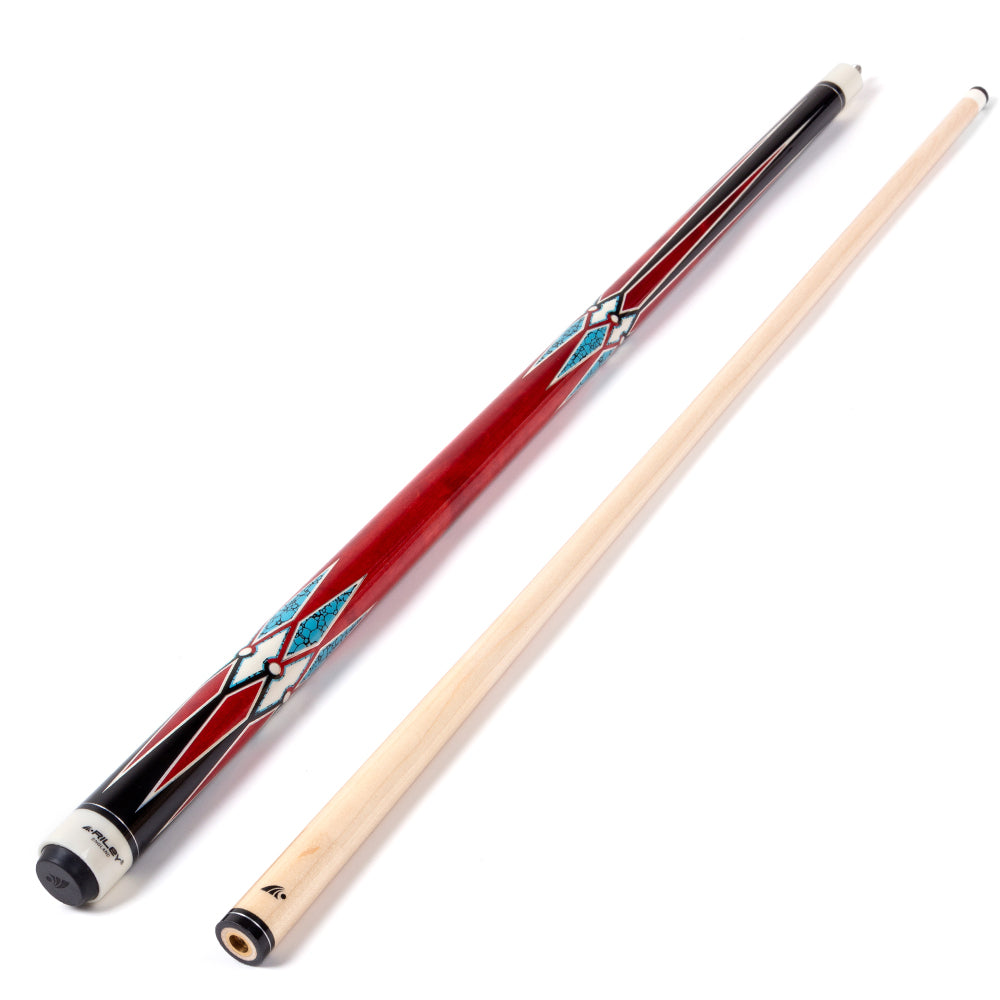 Riley American Pool Cue - Red - 13mm Tip and Maple Grip Section - 147cm