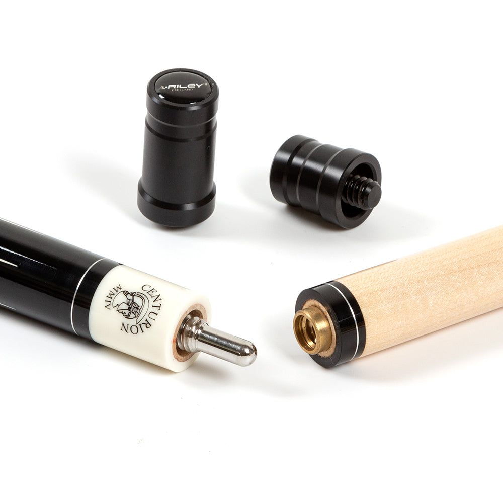Riley Centurion American Pool Cue - Black - 13mm Tip and Linen Grip Section - 147cm