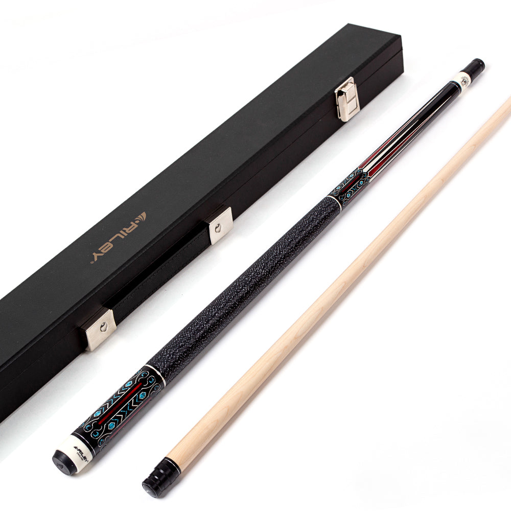Riley Centurion American Pool Cue - Black - 13mm Tip and Linen Grip Section - 147cm
