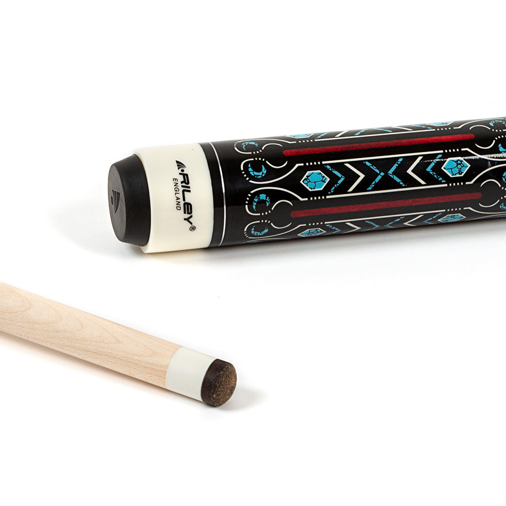 Riley Centurion American Pool Cue - Black - 13mm Tip and Linen Grip Section - 147cm