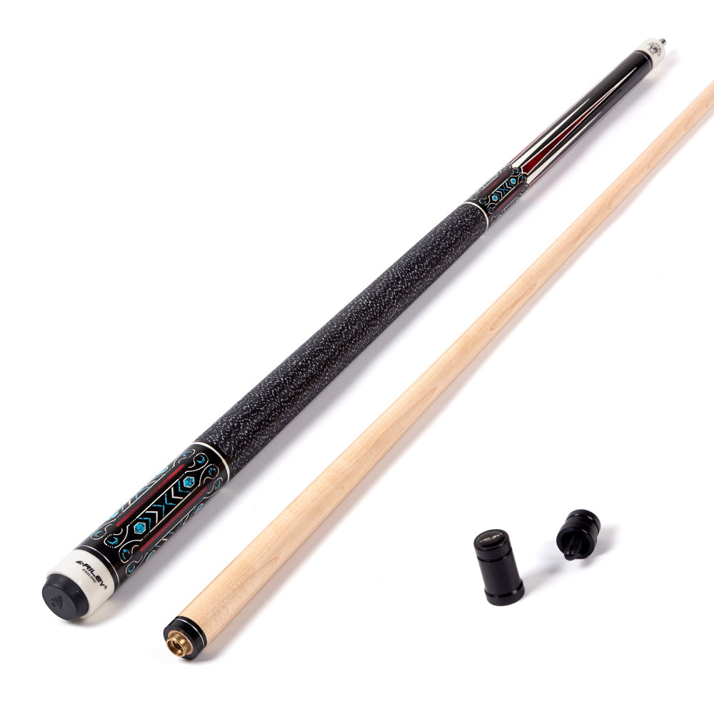 Riley Centurion American Pool Cue - Black - 13mm Tip and Linen Grip Section - 147cm