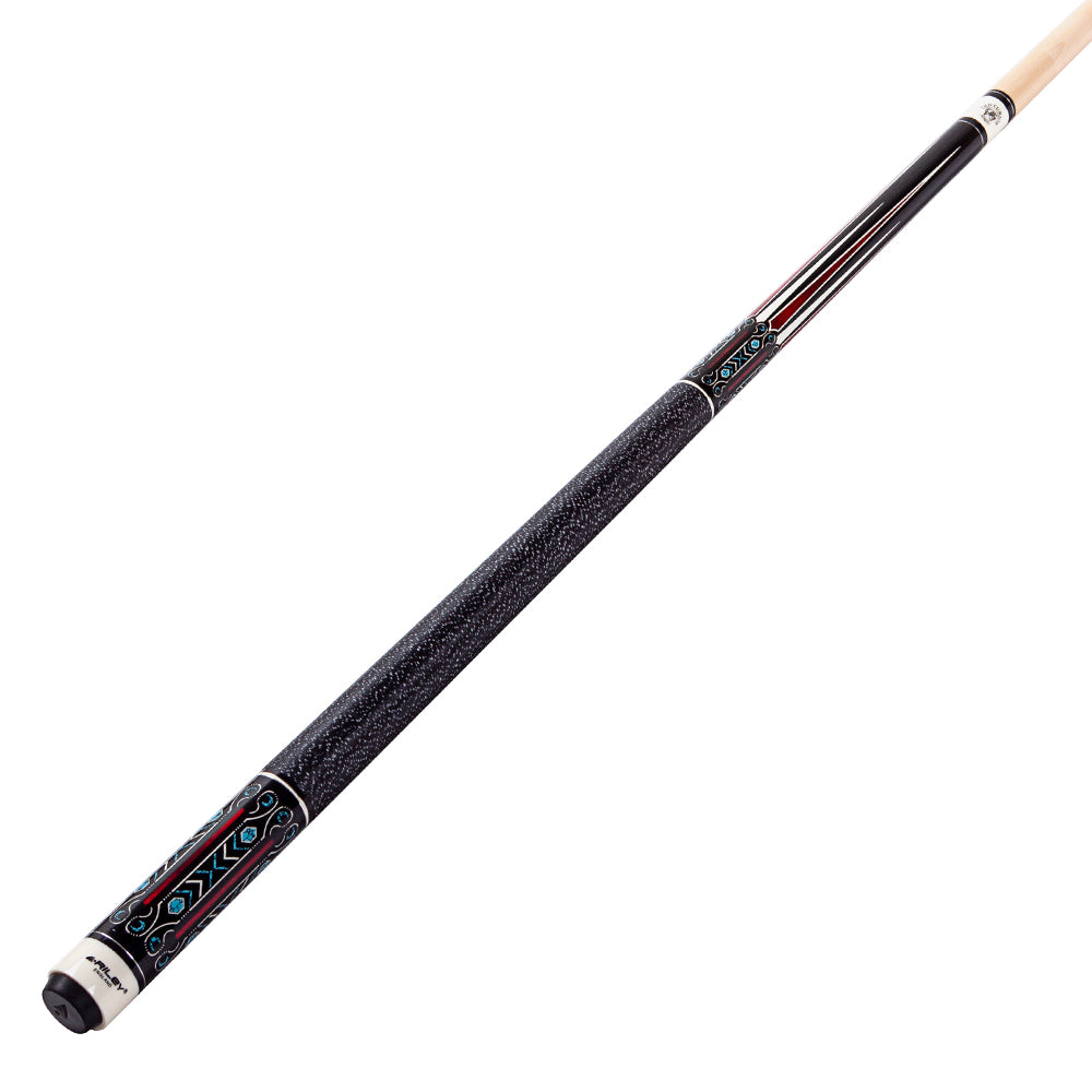Riley Centurion American Pool Cue - Black - 13mm Tip and Linen Grip Section - 147cm