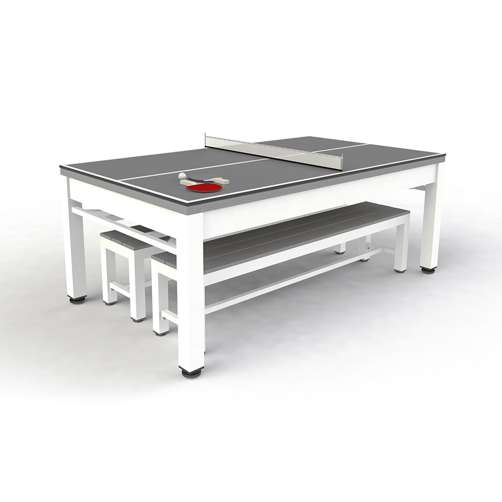 7ft Riley Neptune 3 in 1 Outdoor American Pool Diner and Table Tennis Table - Tan/White