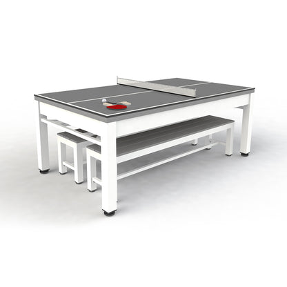 7ft Riley Neptune 3 in 1 Outdoor American Pool Diner and Table Tennis Table - Tan/White