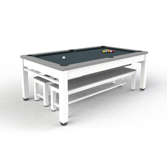 7ft Riley Neptune 3 in 1 Outdoor American Pool Diner and Table Tennis Table - Grey/White