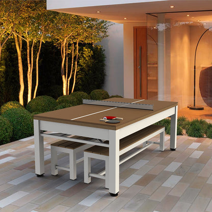 7ft Riley Neptune 3 in 1 Outdoor American Pool Diner and Table Tennis Table - Tan/White