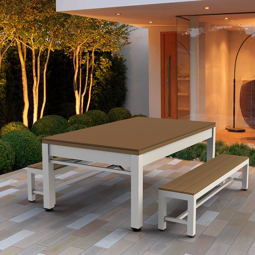 7ft Riley Neptune 3 in 1 Outdoor American Pool Diner and Table Tennis Table - Tan/White