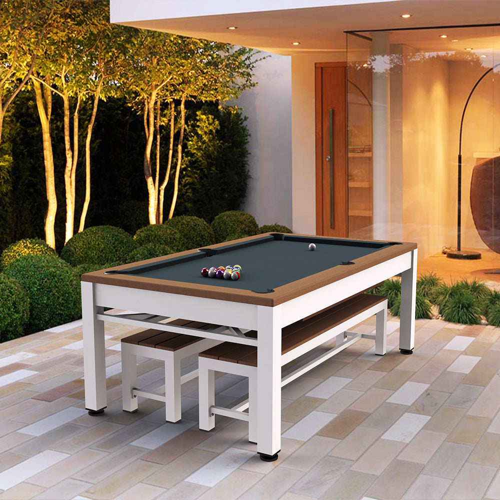 7ft Riley Neptune 3 in 1 Outdoor American Pool Diner and Table Tennis Table - Tan/White