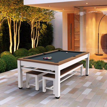 7ft Riley Neptune 3 in 1 Outdoor American Pool Diner and Table Tennis Table - Tan/White