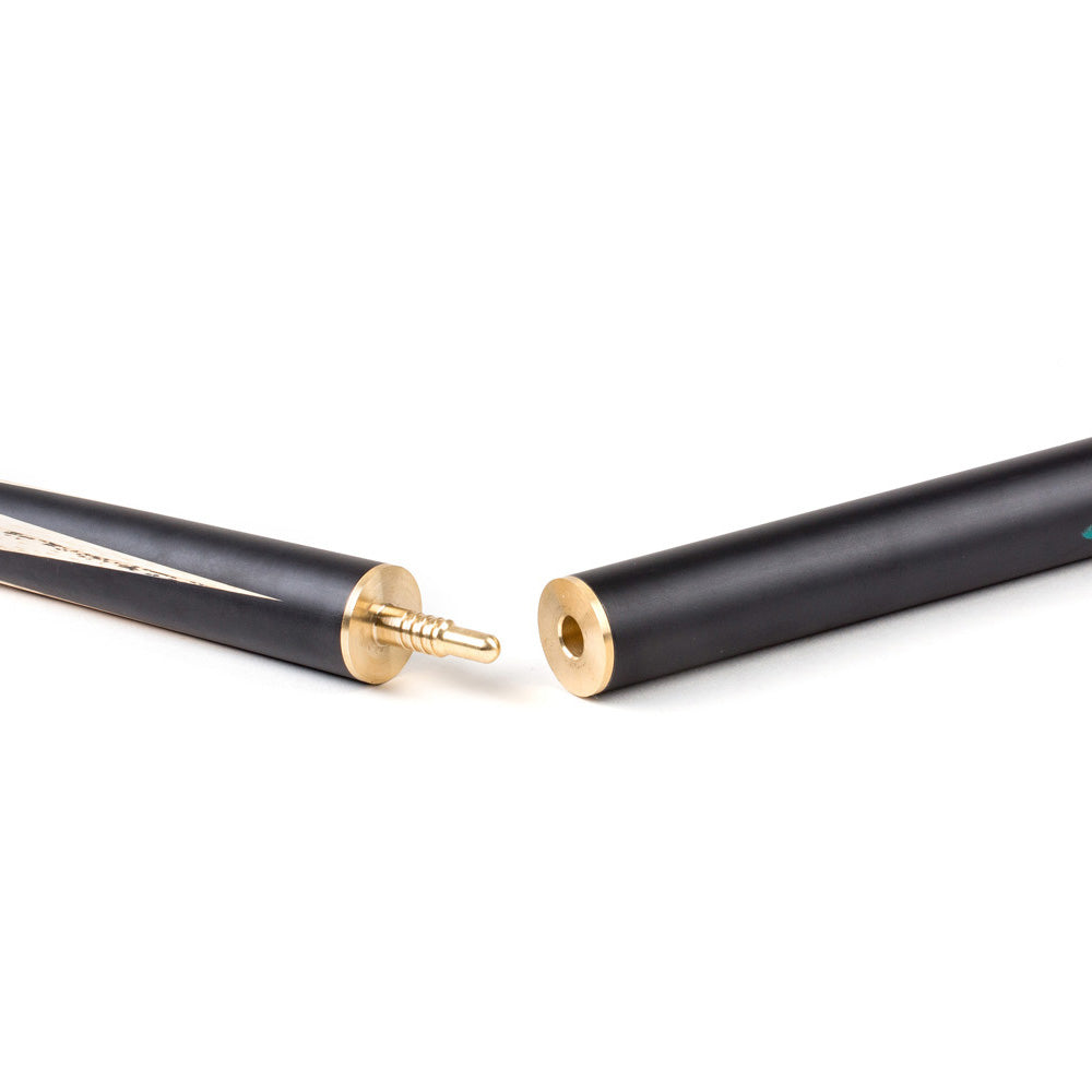 Riley Ronnie O'Sullivan 3 Piece Snooker Cue and Hard Case 3/4 Cut- Layered Ebonised Black Wood Butt - 9.5mm Tip - 145cm - Black/ Grey