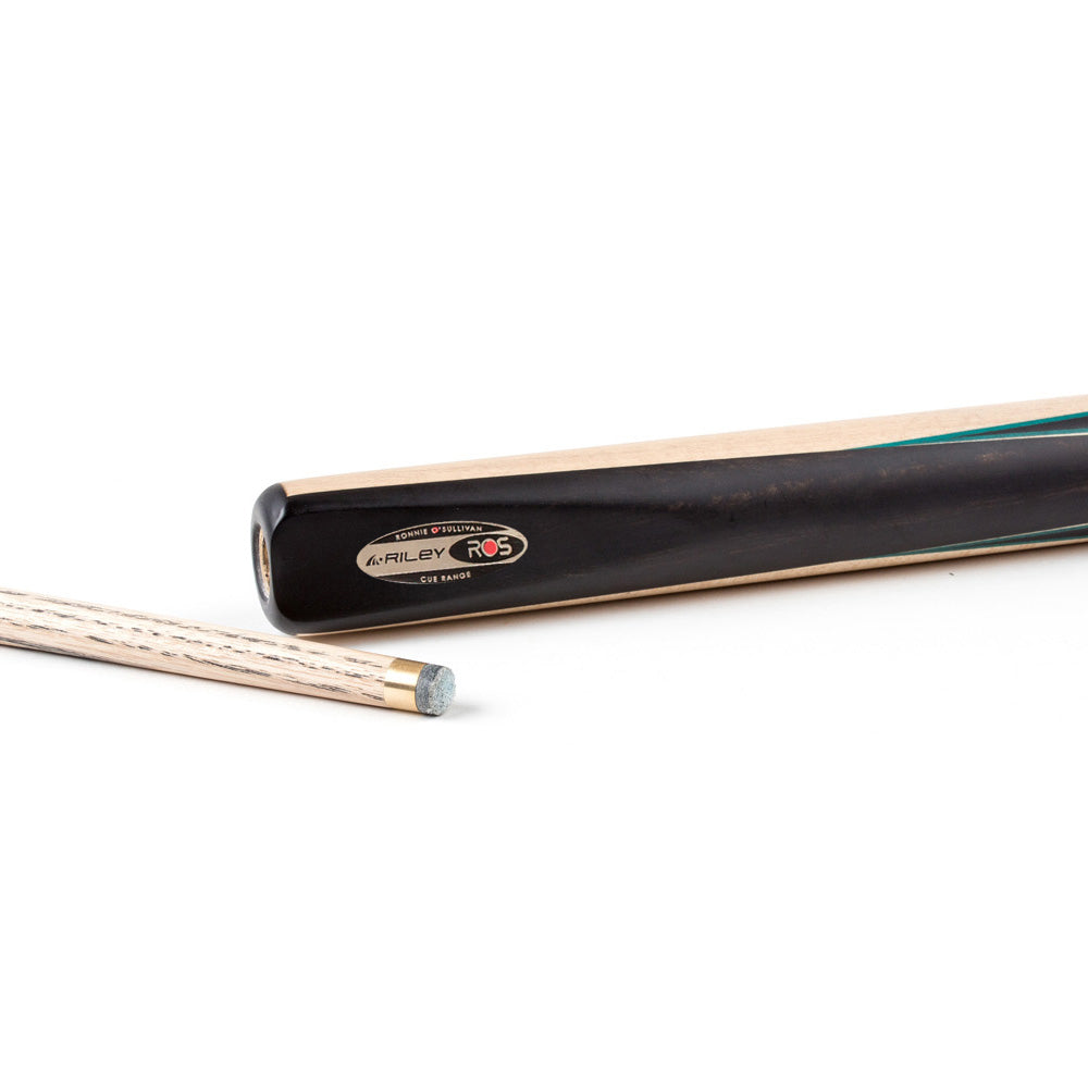 Riley Ronnie O'Sullivan 3 Piece Snooker Cue and Hard Case 3/4 Cut- Layered Ebonised Black Wood Butt - 9.5mm Tip - 145cm - Black/ Grey