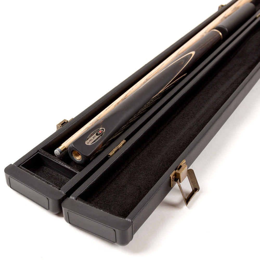 Riley Ronnie O'Sullivan 3 Piece Snooker Cue and Hard Case 3/4 Cut- Layered Ebonised Black Wood Butt - 9.5mm Tip - 145cm - Black/ Grey