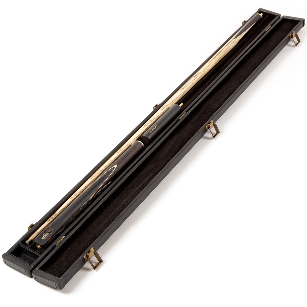 Riley Ronnie O'Sullivan 3 Piece Snooker Cue and Hard Case 3/4 Cut- Layered Ebonised Black Wood Butt - 9.5mm Tip - 145cm - Black/ Grey