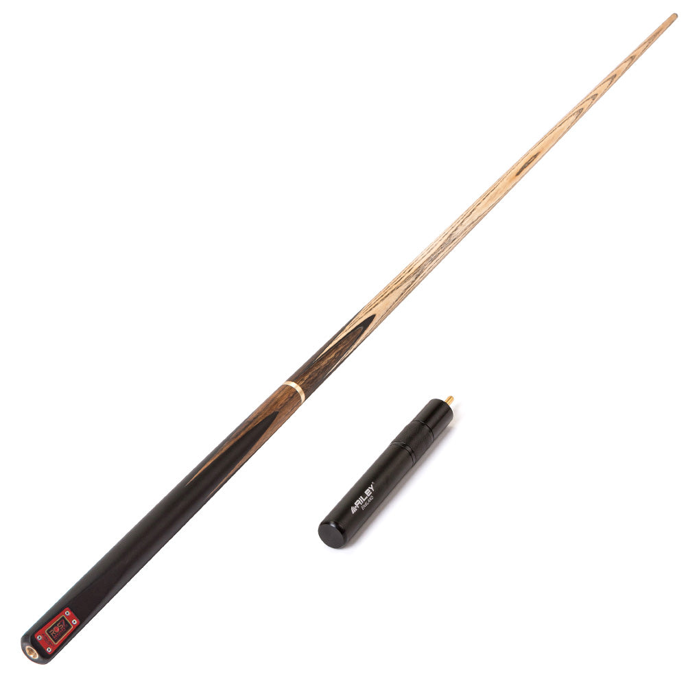 Riley ROS7 - Ronnie O'Sullivan 3 Piece Snooker Cue - 3/4 Cut - Layered Ebonised Black Wood Butt - 9.5mm Tip - 145cm - Black/ Natural Teak Wood
